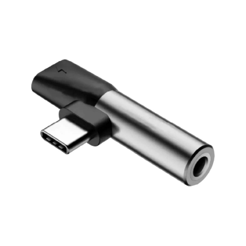 Adaptateur Baseus L41 – USB-C mâle vers 3.5 mm & USB-C femelle – Argent