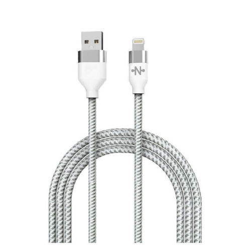 Câble data USB vers Lightning – CONNECT MC-CLB4 – Nylon tressé – 12 W – 1 m – Blanc