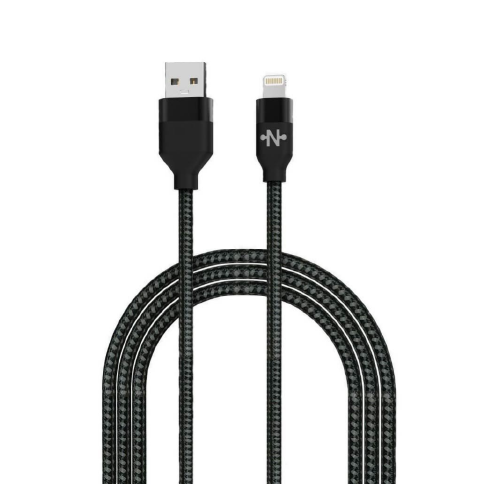 Câble data USB vers Lightning – CONNECT MC-CLN4 – Nylon tressé – 12 W – 1 m – Noir