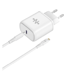 Chargeur Secteur USB-C CONNECT Charge Rapide 25W avec Cble Data Type-C vers Lightning 1m Blanc