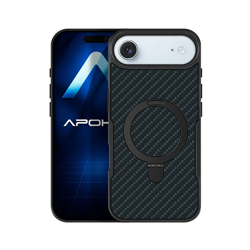 Coque en fibre de carbone avec anneau et support pour iPhone 17 Air – Image 2