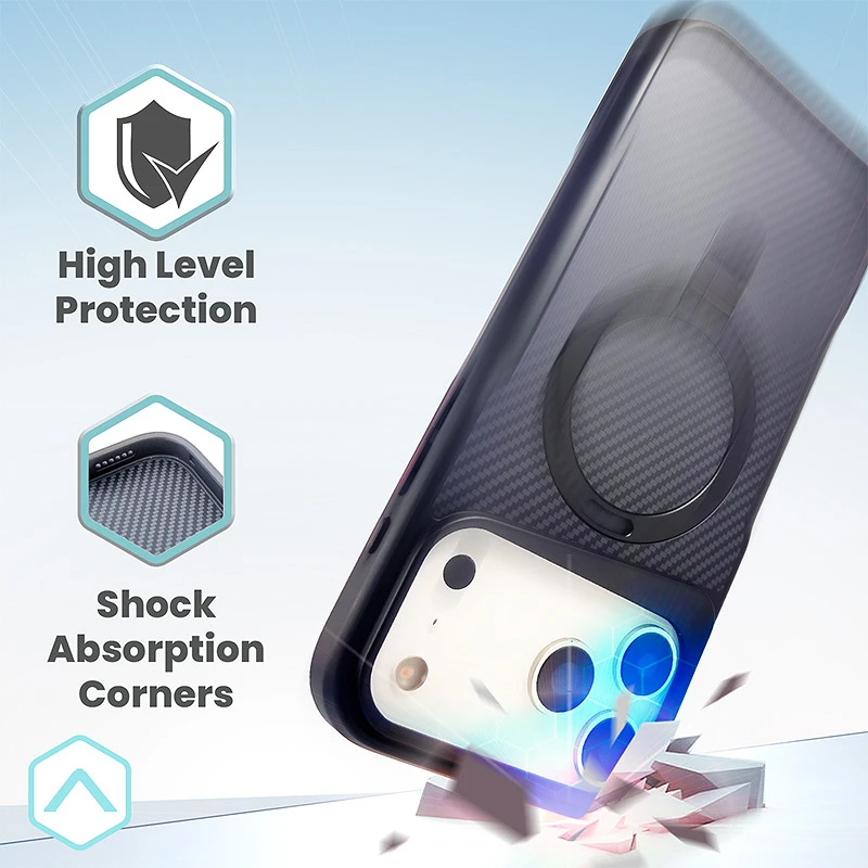 Coque en fibre de carbone avec anneau et support pour iPhone 17 Air – Image 3