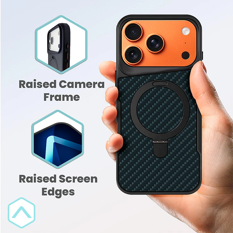 Coque en fibre de carbone avec anneau et support pour iPhone 17 Air – Image 4