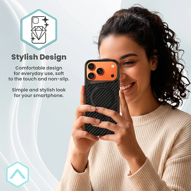 Coque en fibre de carbone avec anneau et support pour iPhone 17 Air – Image 5